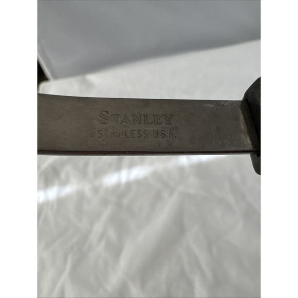 Vintage Stanley Serving Spoon Stainless 12" Oval Basting Black Handle Curved USA - Picture 5 of 5